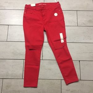 Old Navy Red Rockstar Jeans Distressed